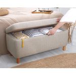 Casa si Gradina - Mobilier - Canapele si coltare - Banchete - Bancuta, Atelier Del Sofa, bumbac si in, bej, 100x45x41 cm - Infinity.ro