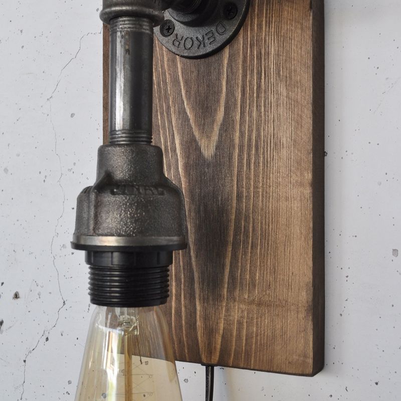 Casa si Gradina - Corpuri si surse de iluminat - Plafoniere, aplice si spoturi - Aplica, Opviq, lemn masiv, lemn si negru, 30x14x12 cm, 791EVL1612 - Infinity.ro