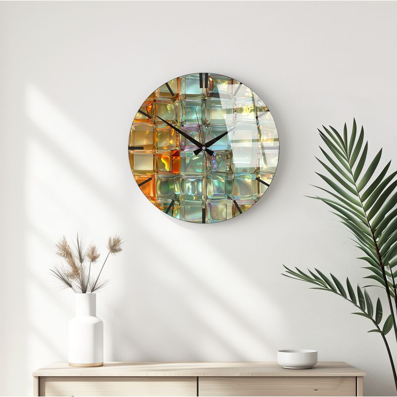 Casa si Gradina - Decoratiuni - Ceasuri - Ceas de perete decorativ, Wallxpert, sticla, multicolor, 40 cm, 884ASF1110 - Infinity.ro