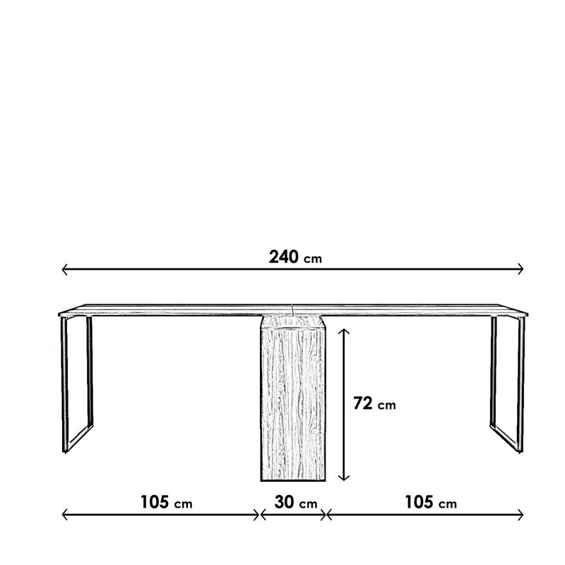 Casa si Gradina - Mobilier - Mese si birouri - Birouri - Birou de studiu, Hanah Home, panou de particule melaminat, nuc, 240x60x72 cm - Infinity.ro