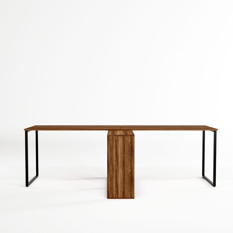 Casa si Gradina - Mobilier - Mese si birouri - Birouri - Birou de studiu, Hanah Home, panou de particule melaminat, nuc, 240x60x72 cm - Infinity.ro