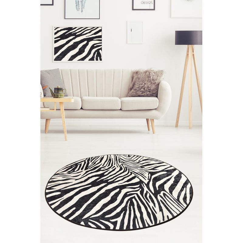 Casa si Gradina - Textile si covoare - Covoare - Covoare casa - Covor rotund, Conceptum Hypnose, multicolor, 100 cm, 100% poliester, antiderapant, lavabil la masina, 882CHL1114 - Infinity.ro