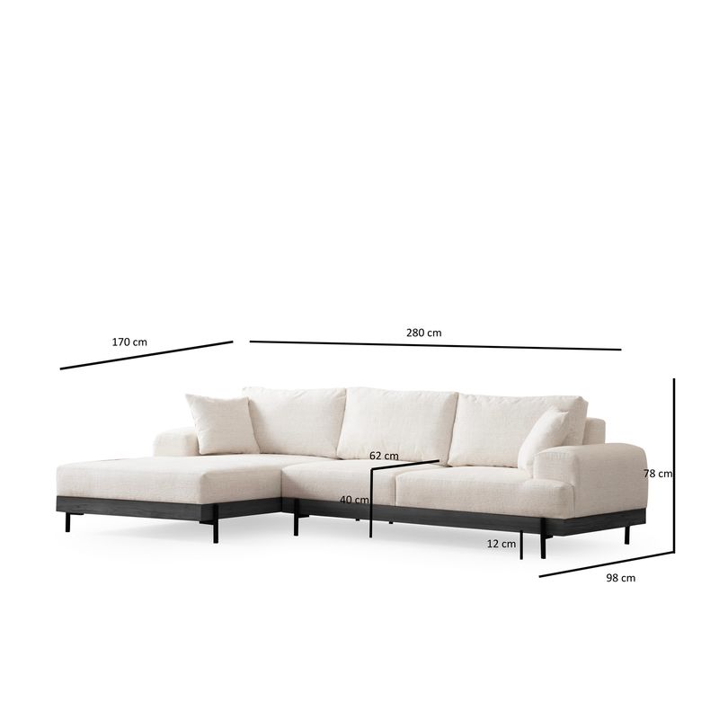 Casa si Gradina - Mobilier - Canapele si coltare - Coltare - Coltar, Hanah Home, lemn fag si pal, alb, 170x280x98 cm, 560ARE2131 - Infinity.ro