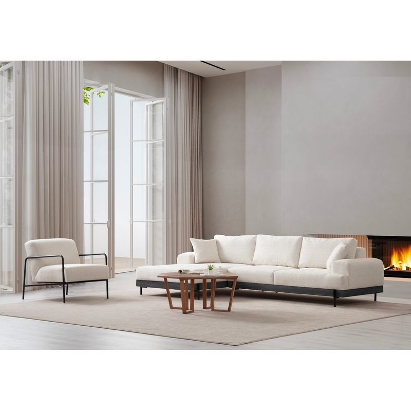 Casa si Gradina - Mobilier - Canapele si coltare - Coltare - Coltar, Hanah Home, lemn fag si pal, alb, 170x280x98 cm, 560ARE2131 - Infinity.ro