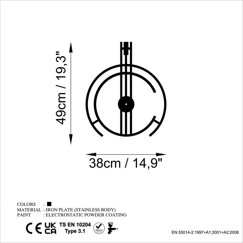 Casa si Gradina - Decoratiuni - Ceasuri - Ceas de perete decorativ, Wallxpert, metal, negru, 49x38 cm, 891TNL2453 - Infinity.ro