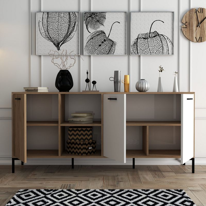 Casa si Gradina - Mobilier - Comode si corpuri - Console - Consola, Hanah Home, pal melaminat, stejar alb, 180x45x80 cm, 389MZA2203 - Infinity.ro