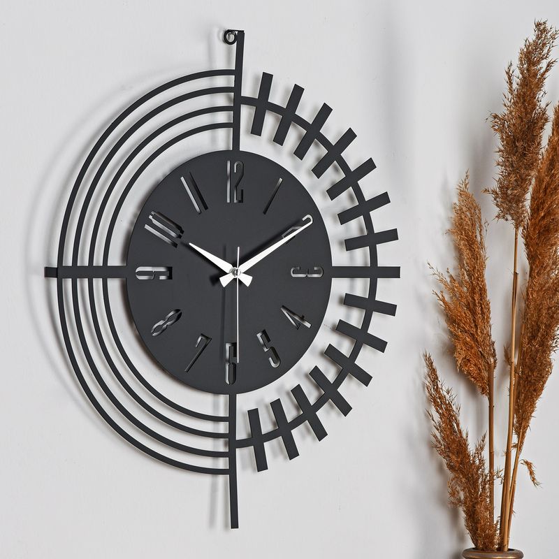 Casa si Gradina - Decoratiuni - Ceasuri - Ceas de perete decorativ, Wallxpert, metal, negru, 50x50 cm, 902LMN1138 - Infinity.ro