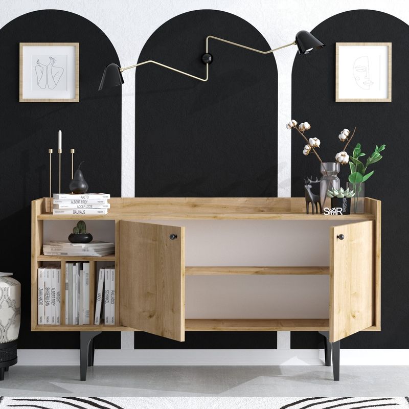 Casa si Gradina - Mobilier - Comode si corpuri - Console - Consola, Hanah Home, pal melaminat, stejar safir, 150x40x80 cm, 393MRD1243 - Infinity.ro