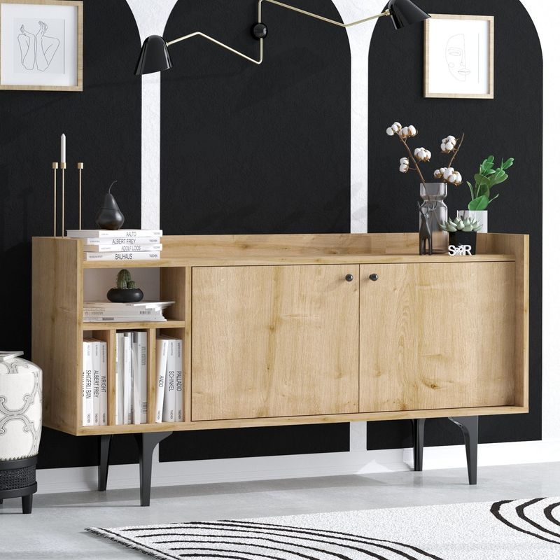 Casa si Gradina - Mobilier - Comode si corpuri - Console - Consola, Hanah Home, pal melaminat, stejar safir, 150x40x80 cm, 393MRD1243 - Infinity.ro