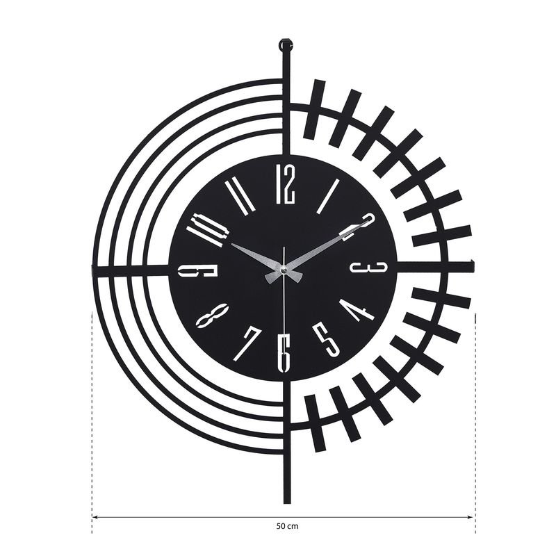 Casa si Gradina - Decoratiuni - Ceasuri - Ceas de perete decorativ, Wallxpert, metal, negru, 50x50 cm, 902LMN1138 - Infinity.ro