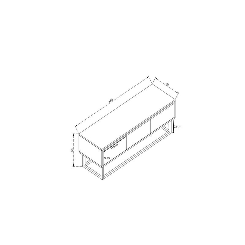 Casa si Gradina - Mobilier - Comode si corpuri - Comode - Comoda tv, Hanah Home, pal melaminat, negru si pin, 180x50x40 cm, 854KLN3007 - Infinity.ro