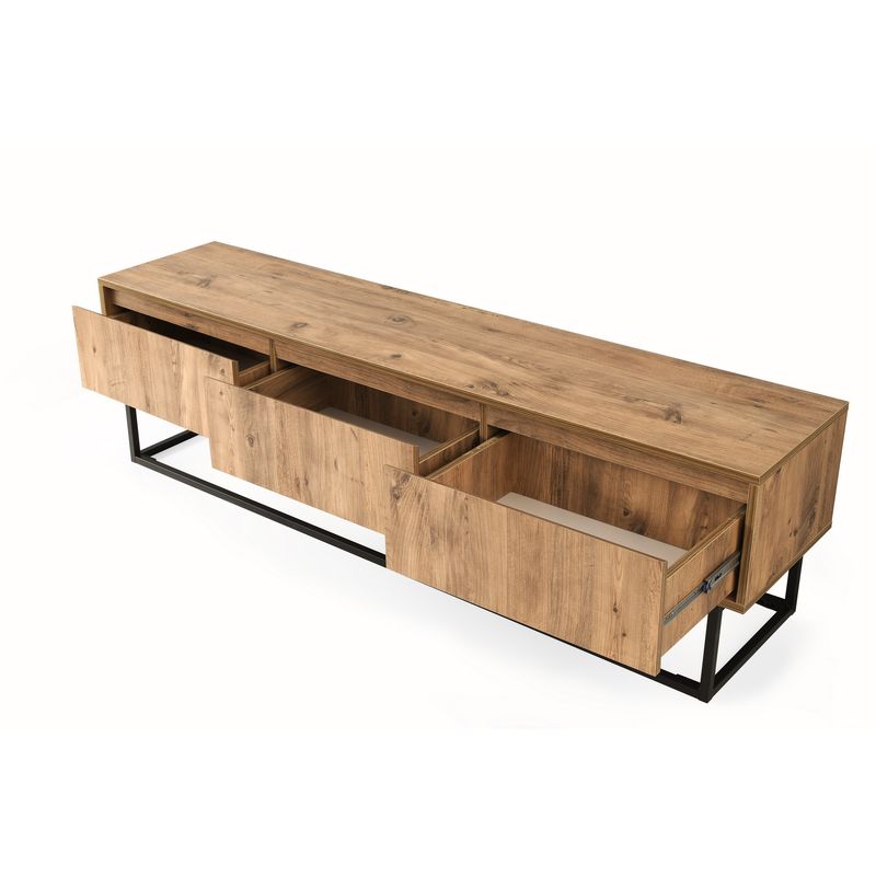 Casa si Gradina - Mobilier - Comode si corpuri - Comode - Comoda tv, Hanah Home, pal melaminat, negru si pin, 180x50x40 cm, 854KLN3007 - Infinity.ro