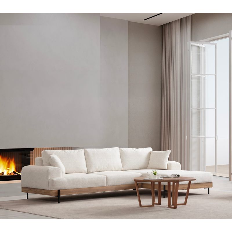 Casa si Gradina - Mobilier - Canapele si coltare - Coltare - Coltar, Hanah Home, lemn fag si pal, alb, 280x170x98 cm, 560ARE2126 - Infinity.ro
