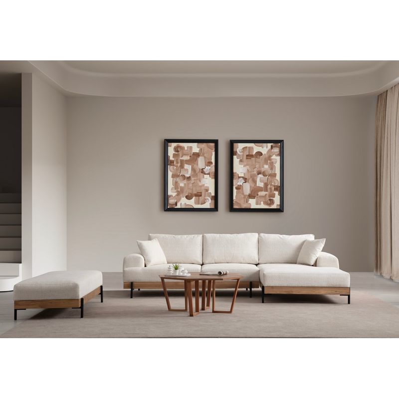 Casa si Gradina - Mobilier - Canapele si coltare - Coltare - Coltar, Hanah Home, lemn fag si pal, alb, 280x170x98 cm, 560ARE2126 - Infinity.ro
