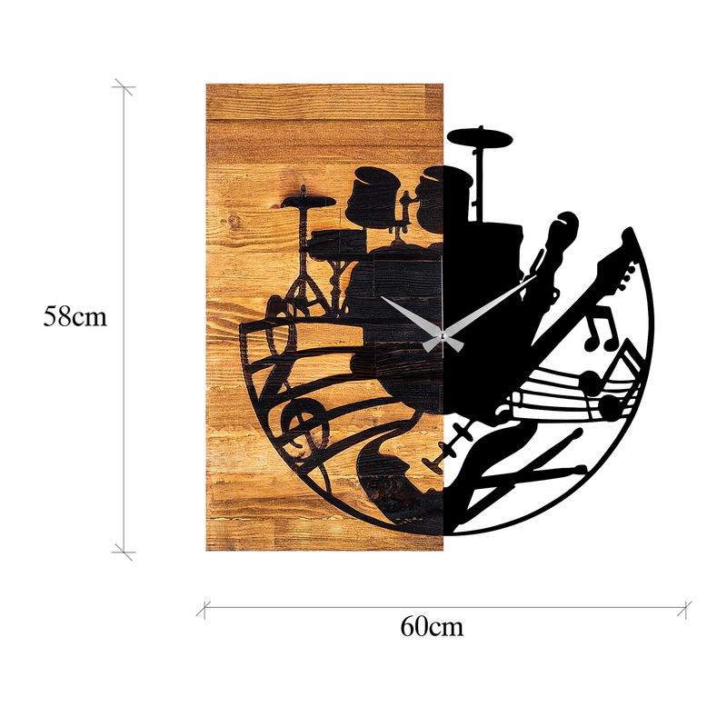 Casa si Gradina - Decoratiuni - Ceasuri - Ceas de perete decorativ, Wallxpert, lemn, nuc si negru, 60x3x58 cm, 539TNL1133 - Infinity.ro