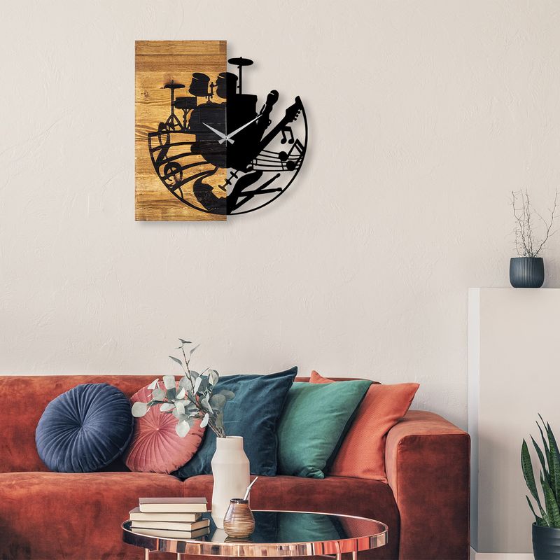 Casa si Gradina - Decoratiuni - Ceasuri - Ceas de perete decorativ, Wallxpert, lemn, nuc si negru, 60x3x58 cm, 539TNL1133 - Infinity.ro