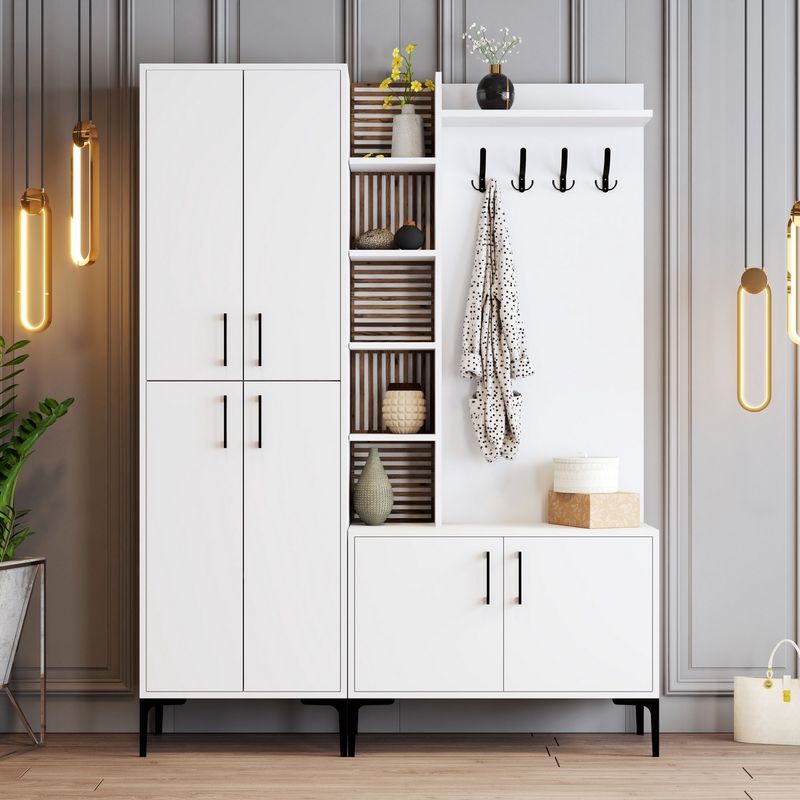 Casa si Gradina - Mobilier - Organizare si depozitare - Cuiere - Cuier hol, Hanah Home, pal melaminat, alb, 150x200x35 cm - Infinity.ro