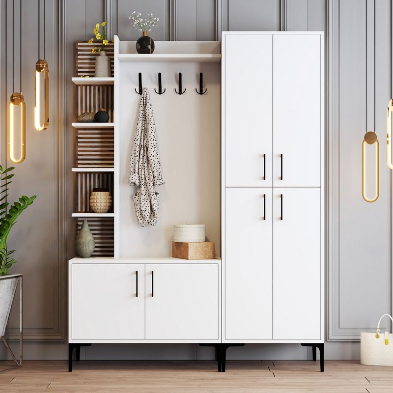 Casa si Gradina - Mobilier - Organizare si depozitare - Cuiere - Cuier hol, Hanah Home, pal melaminat, alb, 150x200x35 cm - Infinity.ro