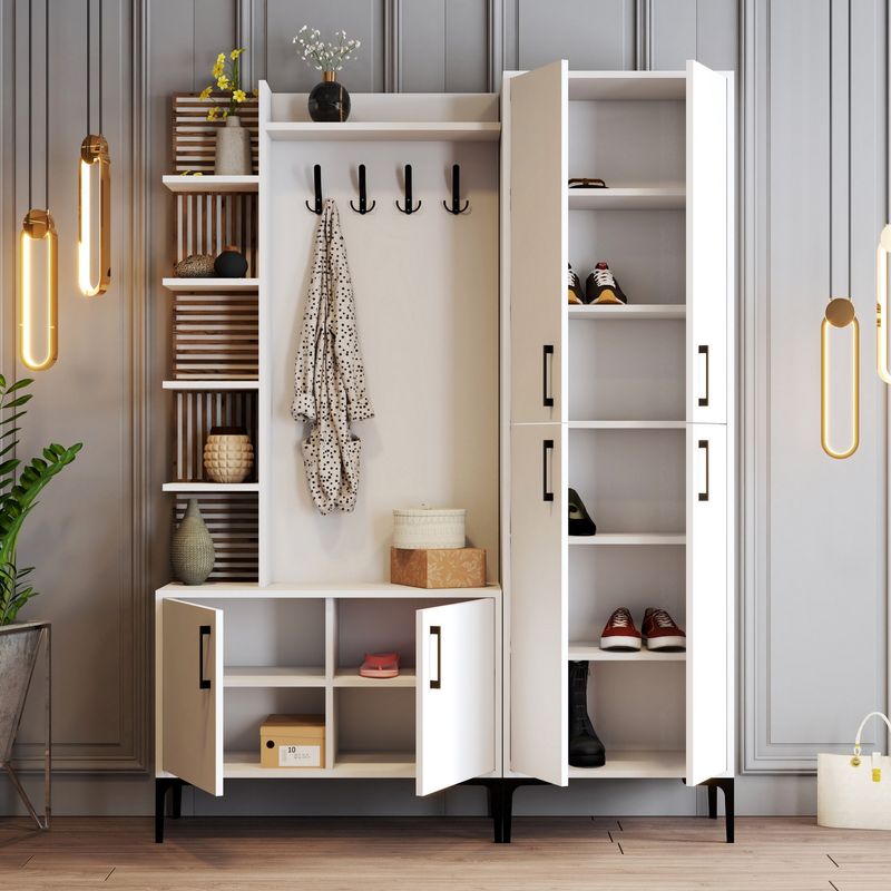 Casa si Gradina - Mobilier - Organizare si depozitare - Cuiere - Cuier hol, Hanah Home, pal melaminat, alb, 150x200x35 cm - Infinity.ro