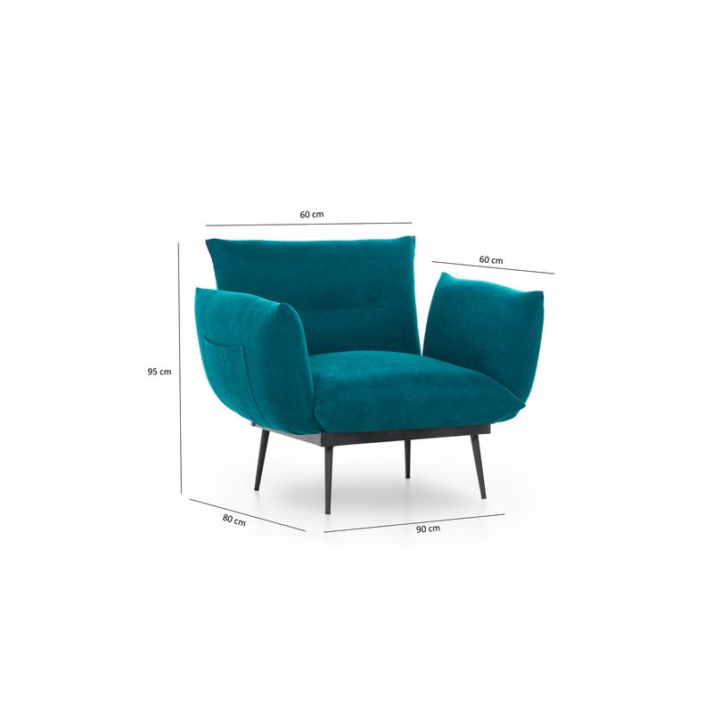 Casa si Gradina - Mobilier - Scaune si fotolii - Fotolii - Fotoliu, Hanah Home, metal, stofa tip in, verde petrol, 90x95x80 cm - Infinity.ro