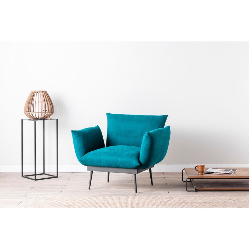 Casa si Gradina - Mobilier - Scaune si fotolii - Fotolii - Fotoliu, Hanah Home, metal, stofa tip in, verde petrol, 90x95x80 cm - Infinity.ro