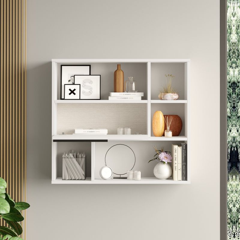 Casa si Gradina - Mobilier - Biblioteci si rafturi - Etajere - Etajera de perete, Hanah Home, pal melaminat, alb, 90.1x22x81 cm - Infinity.ro