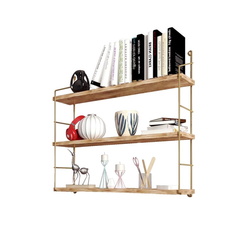 Casa si Gradina - Mobilier - Biblioteci si rafturi - Etajere - Etajera, Hanah Home, lemn masiv, auriu maro, 60x16x62 cm - Infinity.ro