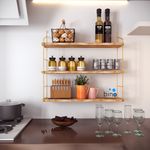 Casa si Gradina - Mobilier - Biblioteci si rafturi - Etajere - Etajera, Hanah Home, lemn masiv, auriu maro, 60x16x62 cm - Infinity.ro