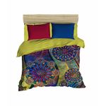 Casa si Gradina - Textile si covoare - Lenjerii de pat - Seturi de lenjerie - Set lenjerie pat dublu, L'essentiel Maison, albastru inchis, maro, galben, 200x220 cm, microsatina poliester, bumbac, imprimare 3d - Infinity.ro