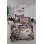 Casa si Gradina - Textile si covoare - Lenjerii de pat - Seturi de lenjerie - Set lenjerie pat dublu, L'essentiel Maison, gri maro bej, 200x220 cm, poliester microsatina si bumbac - Infinity.ro