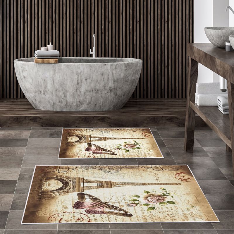 Casa si Gradina - Textile si covoare - Covoare - Covorase baie - Set covorase baie, L'essentiel Maison, multicolor, 50x60 cm si 60x100 cm, 100% poliester, antiderapant, antibacterian, 299ANR1562 - Infinity.ro
