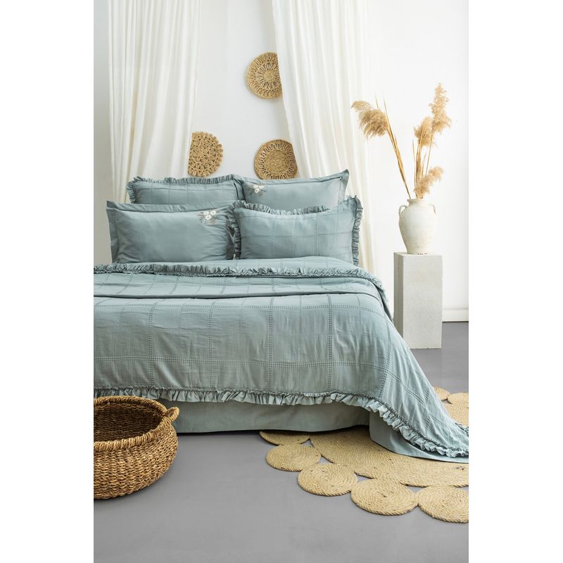 Casa si Gradina - Textile si covoare - Lenjerii de pat - Seturi de lenjerie - Set lenjerie de pat dublu, L'essentiel Maison, menta, 240x260 cm, 70% bumbac 30% poliester, jacquard - Infinity.ro