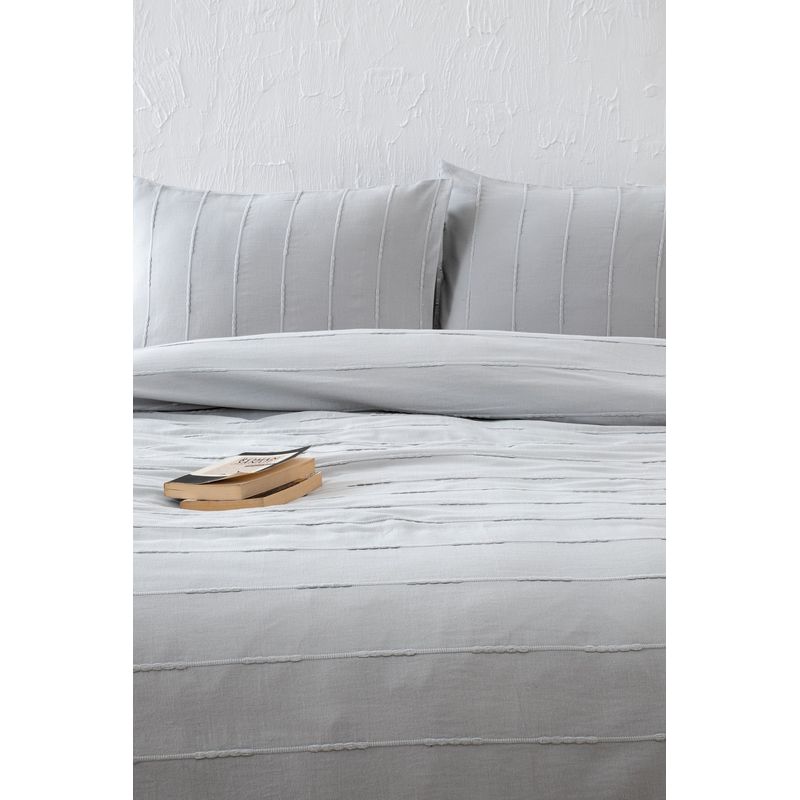 Casa si Gradina - Textile si covoare - Lenjerii de pat - Seturi de lenjerie - Set lenjerie pat dublu, L'essentiel Maison, gri, 210x220 cm, 100% bumbac - Infinity.ro