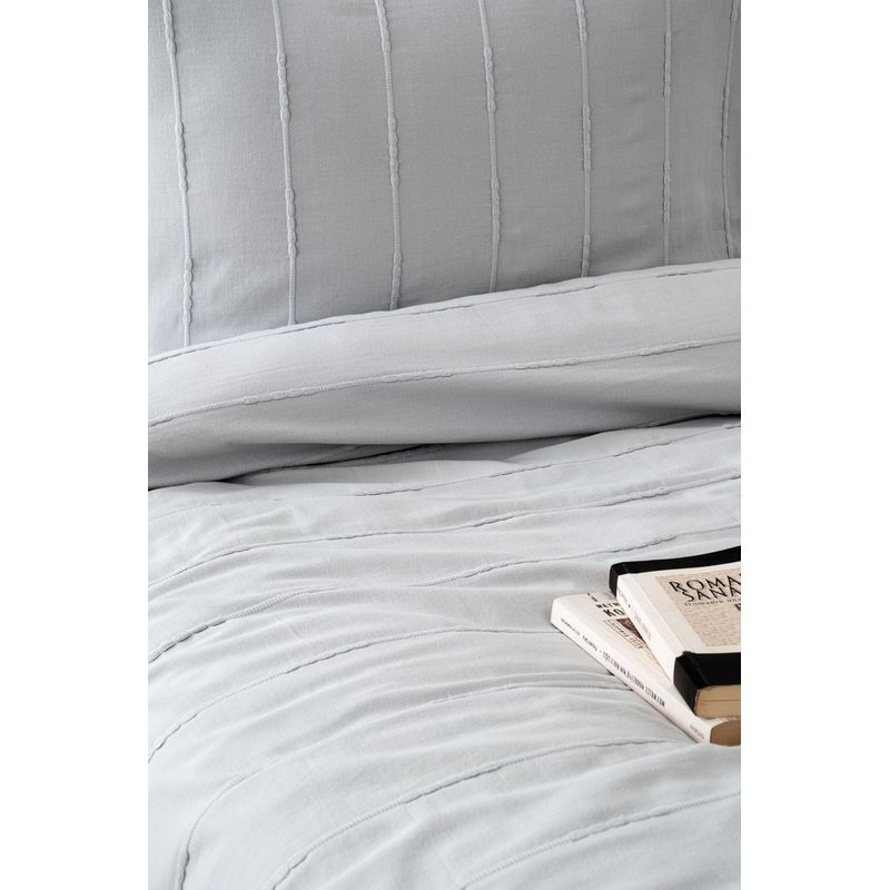 Casa si Gradina - Textile si covoare - Lenjerii de pat - Seturi de lenjerie - Set lenjerie pat dublu, L'essentiel Maison, gri, 210x220 cm, 100% bumbac - Infinity.ro