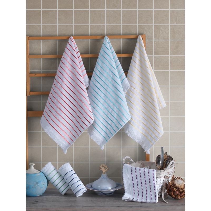Casa si Gradina - Textile si covoare - Textile baie - Prosoape - Set prosoape de fata, L'essentiel Maison, alb/rosu/albastru/galben/mov, 40x60 cm, 100% bumbac, 6 bucati - Infinity.ro