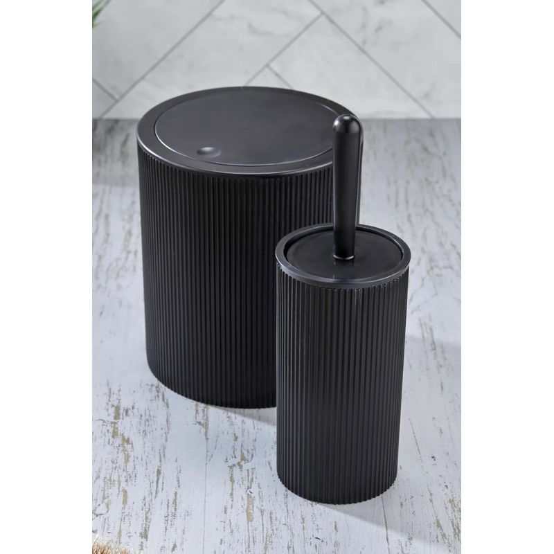 Casa si Gradina - Sanitare - Suporturi si accesorii baie - Accesorii baie - Set accesorii baie, L'essentiel Maison, plastic, negru, 2 piese, 22x19 cm si 10x32 cm - Infinity.ro