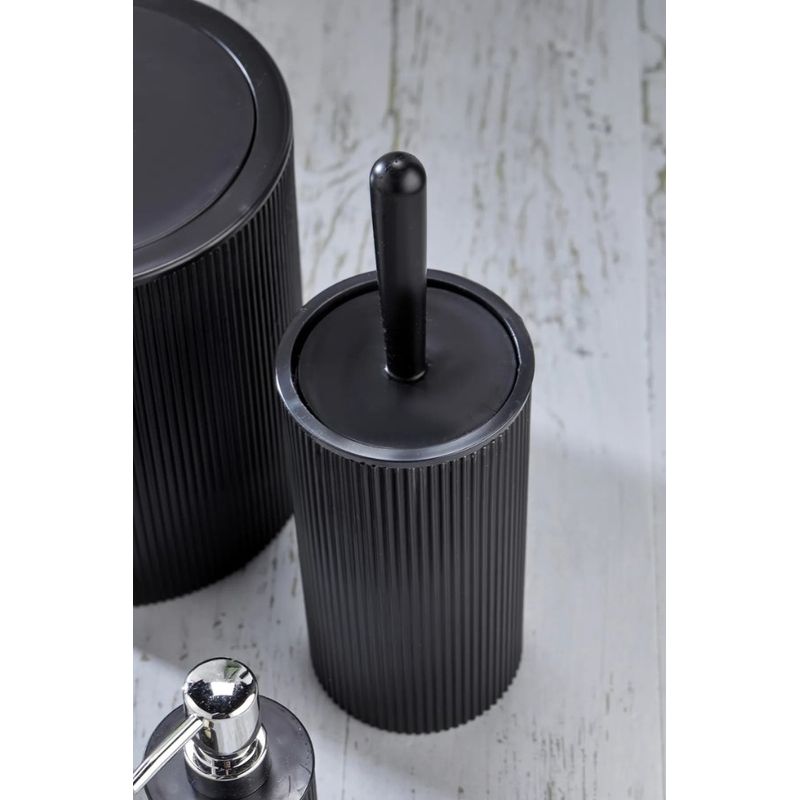 Casa si Gradina - Sanitare - Suporturi si accesorii baie - Accesorii baie - Set accesorii baie, L'essentiel Maison, plastic, negru, 2 piese, 22x19 cm si 10x32 cm - Infinity.ro