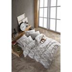 Casa si Gradina - Textile si covoare - Lenjerii de pat - Seturi de lenjerie - Set lenjerie de pat single, L'essentiel Maison, gri alb, 160x220 cm, 100% bumbac ranforce, 162ELR2721 - Infinity.ro