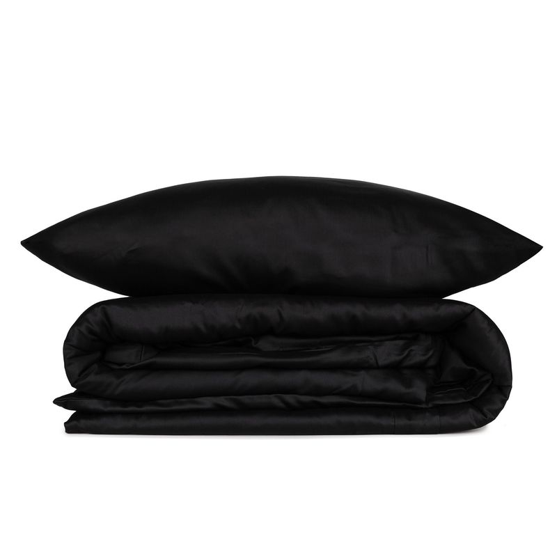 Casa si Gradina - Textile si covoare - Lenjerii de pat - Seturi de lenjerie - Set lenjerie de pat, L'essentiel Maison, negru, 200x220 cm, satin bumbac - Infinity.ro