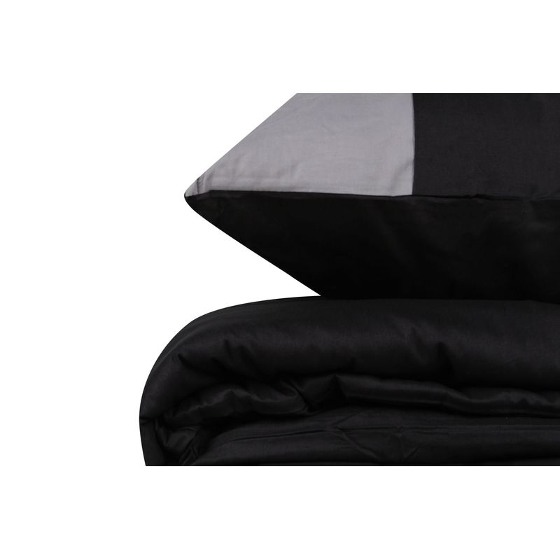 Casa si Gradina - Textile si covoare - Lenjerii de pat - Seturi de lenjerie - Set lenjerie pat single, L'essentiel Maison, negru, gri, 100% bumbac ranforce, husa pilota 160x220 cm, cearsaf 160x240 cm, fata perna 50x70 cm - Infinity.ro