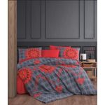 Casa si Gradina - Textile si covoare - Lenjerii de pat - Seturi de lenjerie - Set lenjerie pat dublu, L'essentiel Maison, rosu si antracit, 200x220 cm, 100% bumbac ranforce - Infinity.ro