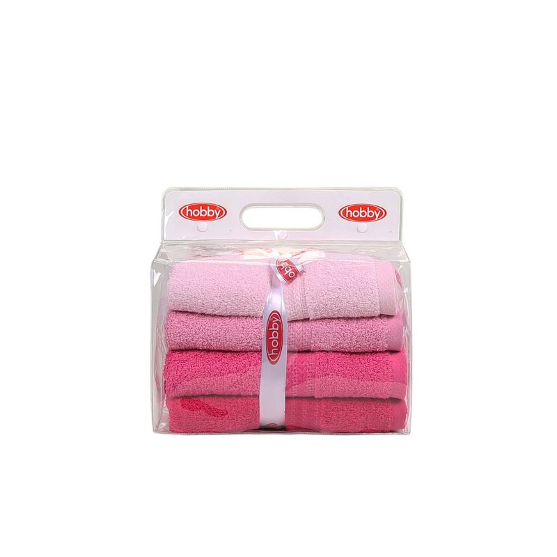Casa si Gradina - Textile si covoare - Textile baie - Prosoape - Set prosoape de mana, L'essentiel Maison, roz deschis, roz prafuit, fucsia, 50x90 cm, 100% bumbac, 4 bucati - Infinity.ro