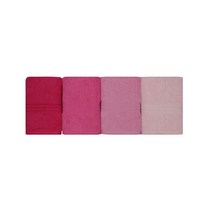 Casa si Gradina - Textile si covoare - Textile baie - Prosoape - Set prosoape de mana, L'essentiel Maison, roz deschis, roz prafuit, fucsia, 50x90 cm, 100% bumbac, 4 bucati - Infinity.ro