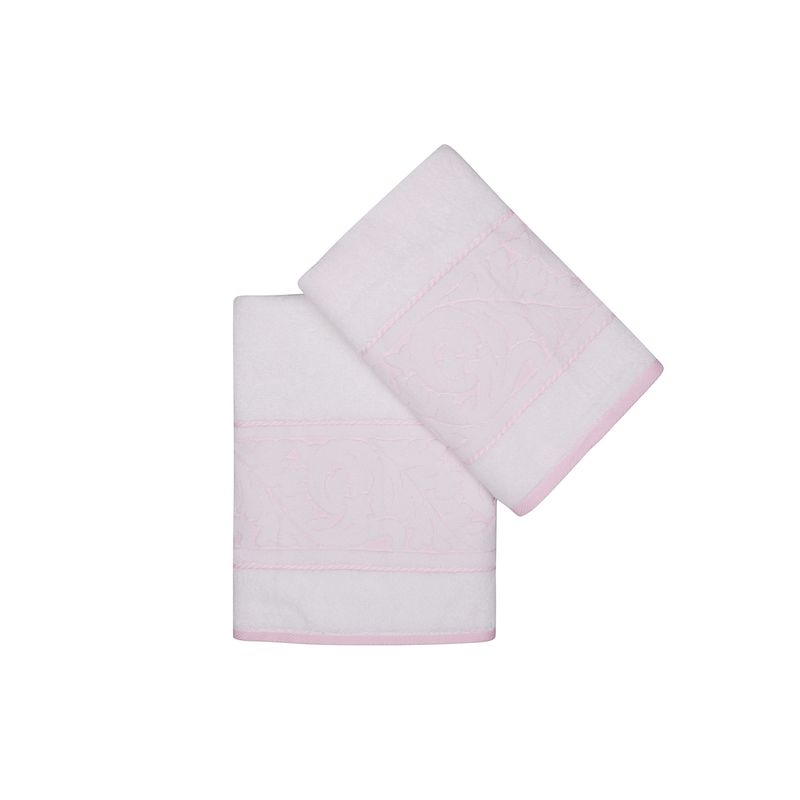 Casa si Gradina - Textile si covoare - Textile baie - Prosoape - Set prosoape, L'essentiel Maison, alb roz, 50x90 cm + 70x140 cm, 100% bumbac - Infinity.ro