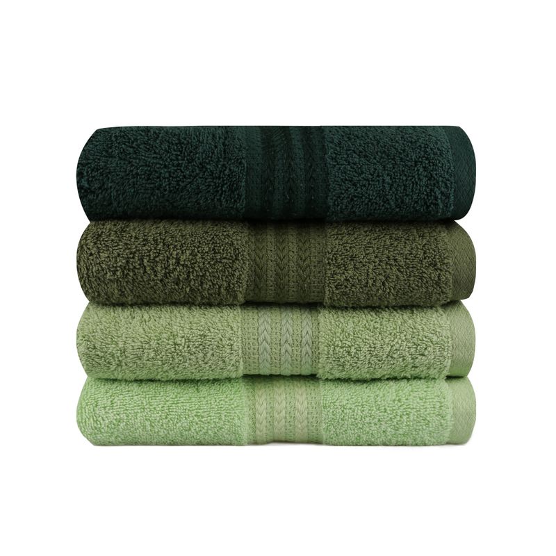 Casa si Gradina - Textile si covoare - Textile baie - Prosoape - Set prosoape de mana, L'essentiel Maison, verde deschis/verde masliniu/verde/verde inchis, 50x90 cm, 100% bumbac, 4 bucati - Infinity.ro