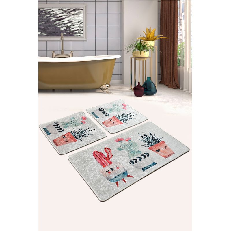 Casa si Gradina - Textile si covoare - Covoare - Covorase baie - Set covorase de baie, L'essentiel Maison, multicolor, 50x60 cm (2 buc), 60x100 cm (1 buc), 100% poliester, antiderapant, 359CHL3239 - Infinity.ro