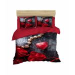 Casa si Gradina - Textile si covoare - Lenjerii de pat - Seturi de lenjerie - Set lenjerie de pat, L'essentiel Maison, rosu negru, 160x220 cm, microsatina poliester, bumbac - Infinity.ro