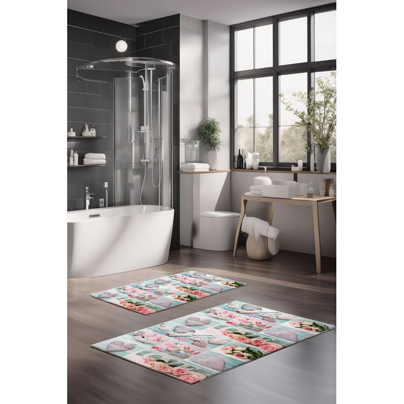 Casa si Gradina - Textile si covoare - Covoare - Covorase baie - Set covorase de baie, L'essentiel Maison, multicolor, 40x60 cm si 60x100 cm, 100% poliester, antiderapant, 323CTW1361 - Infinity.ro