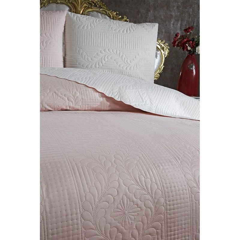 Casa si Gradina - Textile si covoare - Lenjerii de pat - Seturi de lenjerie - Set cuvertura pat dublu, L'essentiel Maison, crem si pudra, 230x250 cm, 100% bumbac - Infinity.ro