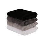 Casa si Gradina - Textile si covoare - Textile baie - Prosoape - Set prosoape de mana, L'essentiel Maison, alb, gri, gri inchis, negru, 50x90 cm, 100% bumbac, set 4 bucati - Infinity.ro
